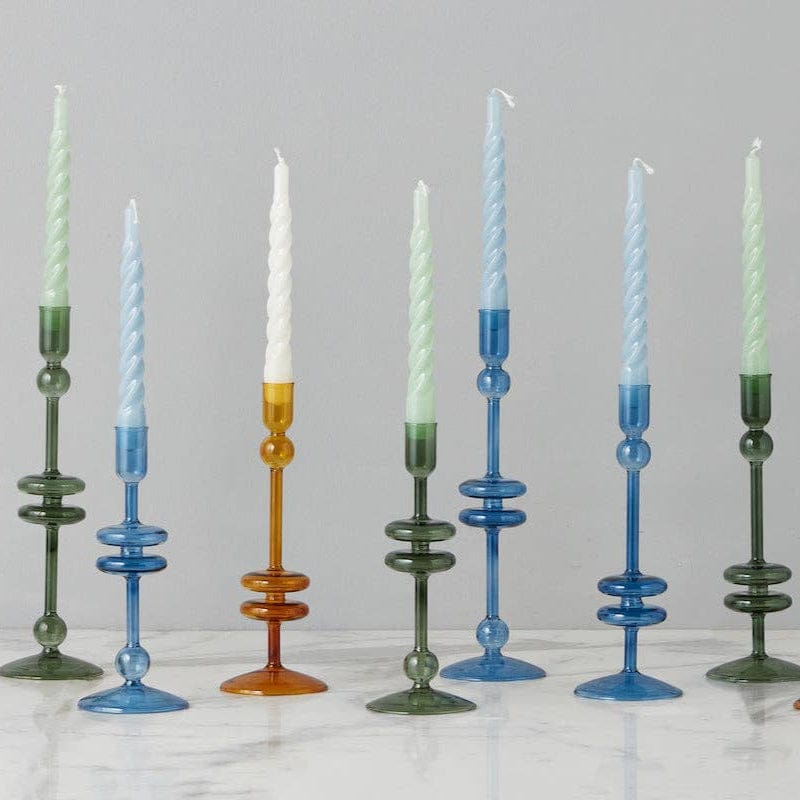 Glass Candlestick Pair, Large, Sapphire Blue etúHOME Modern Nomad Home decor store Denver CO Colorado