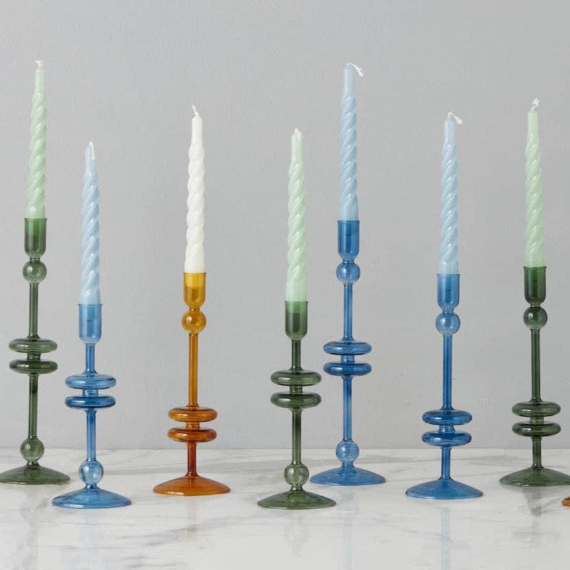 Glass Candlestick Pair, Small, Emerald etúHOME Modern Nomad Home decor store Denver CO Colorado