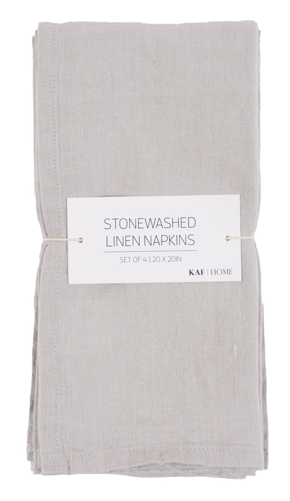 Verona 100%  Stone Washed Linen Napkins-Set Of 4, 20" x 20" KAF Home Modern Nomad Home decor store Denver CO Colorado