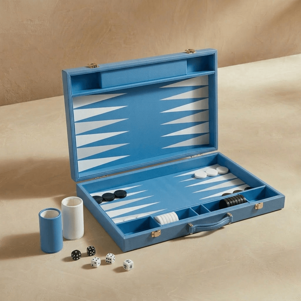 Leather Backgammon Set (Blue)
