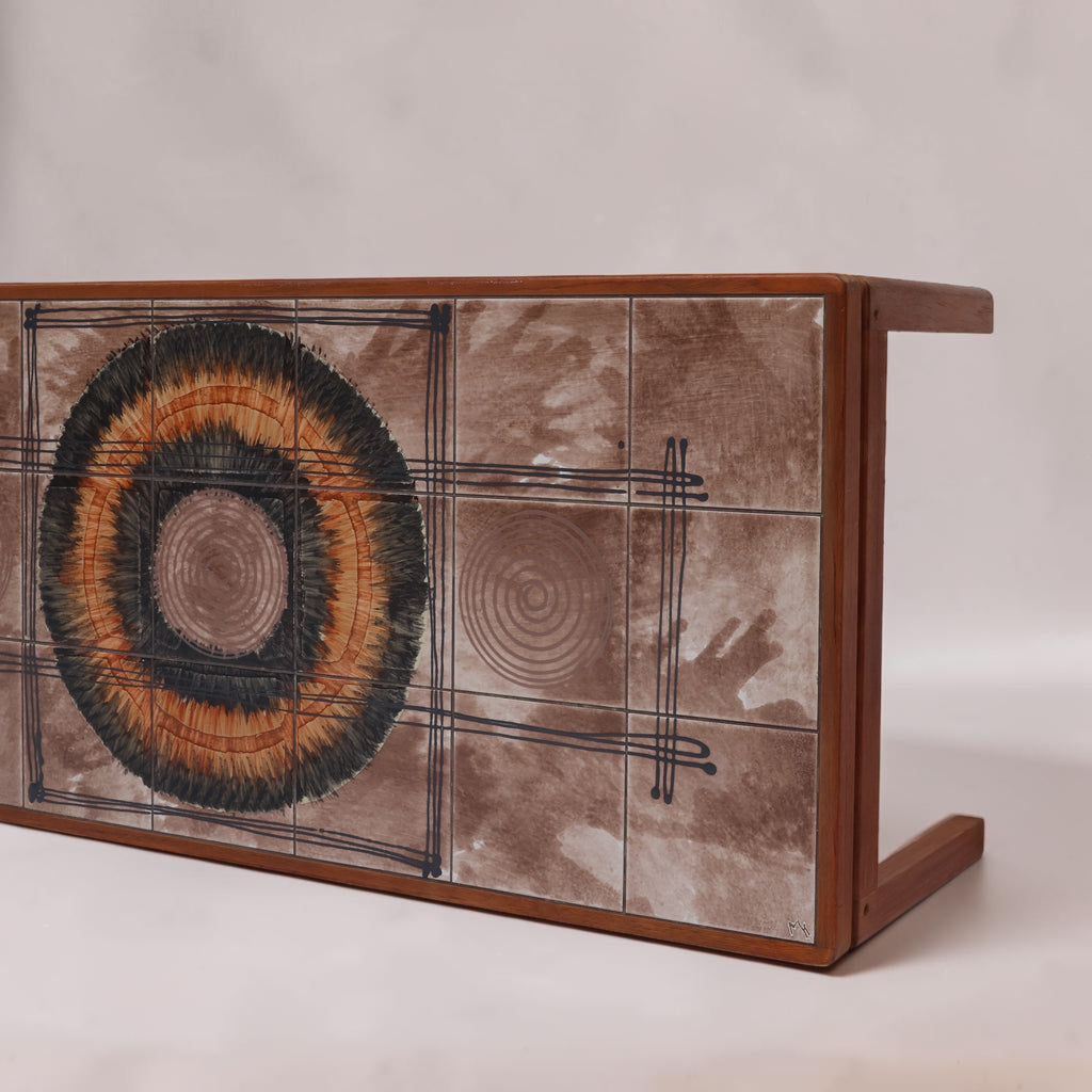 Features the tiles of a 1970's Vintage Ox Art Coffee Table