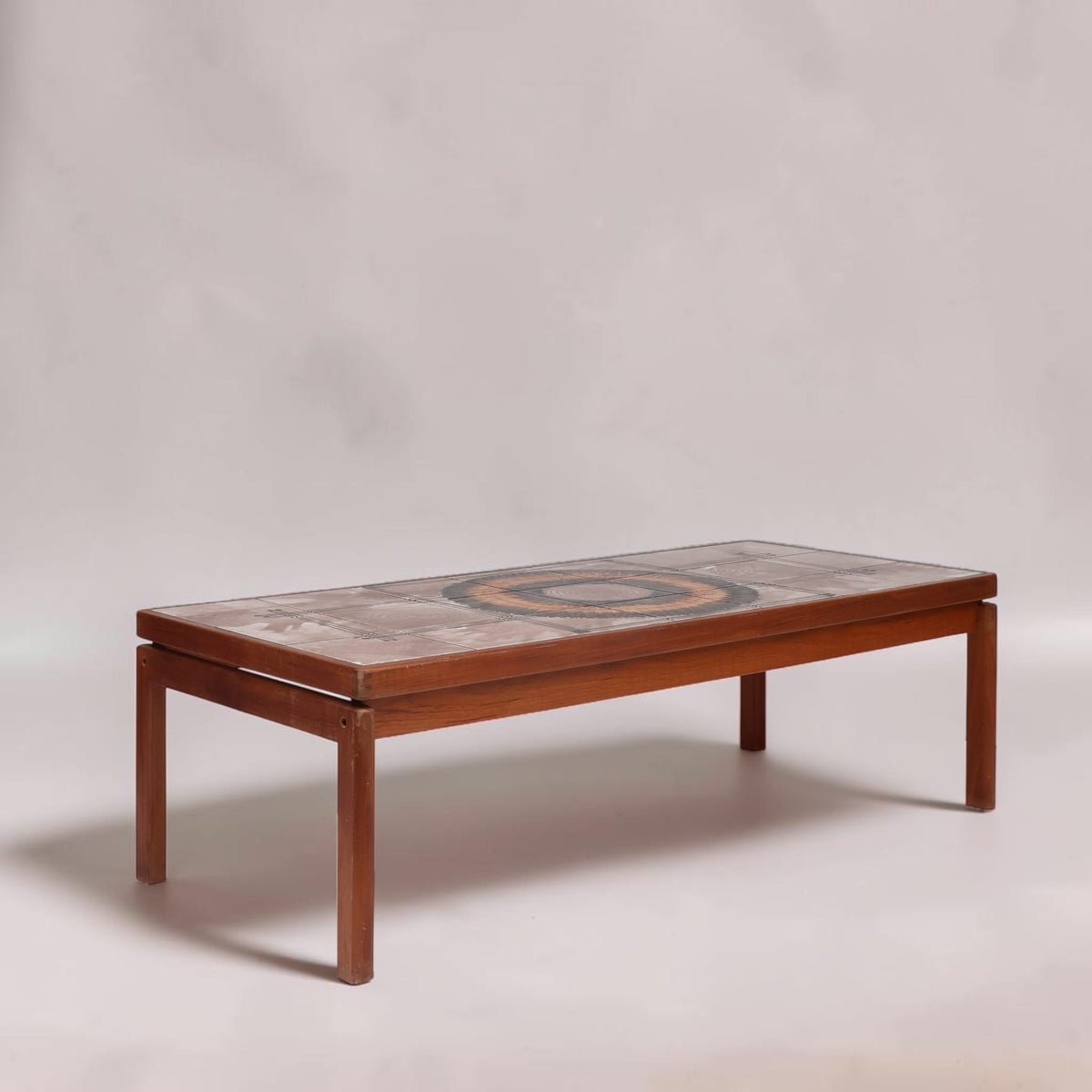 Image features a 1970's Vintage Ox Art Coffee Table with design on top.