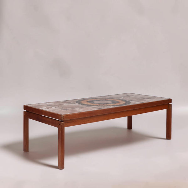 Image features a 1970's Vintage Ox Art Coffee Table with design on top.