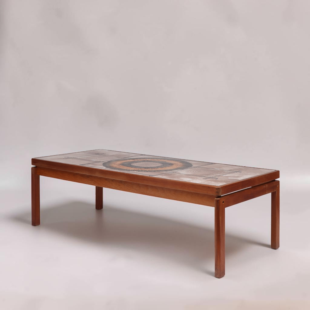 Image features a 1970's Vintage Ox Art Coffee Table from the side. 