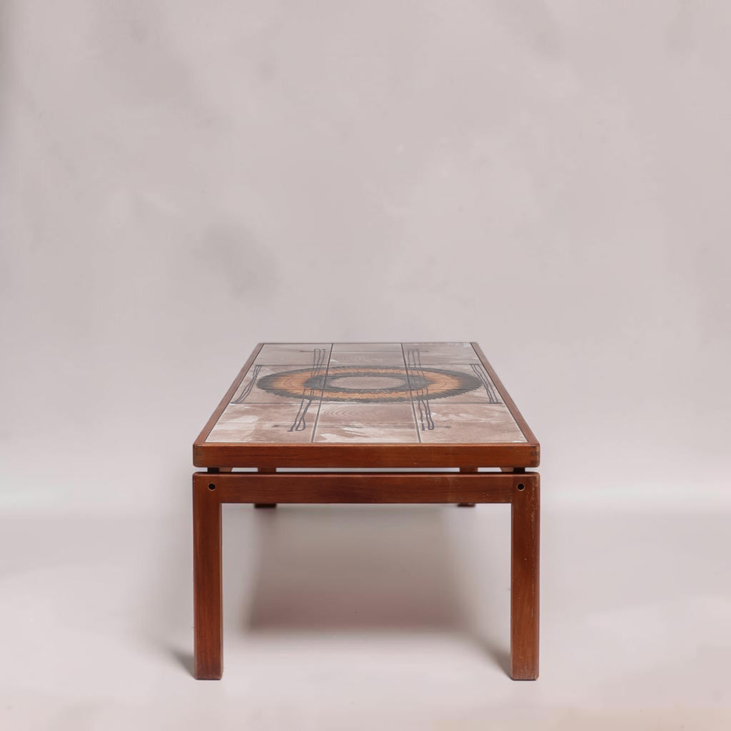Image features a 1970's Vintage Ox Art Coffee Table from the side.