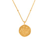 Gold necklace with a round aries zodiac pendant