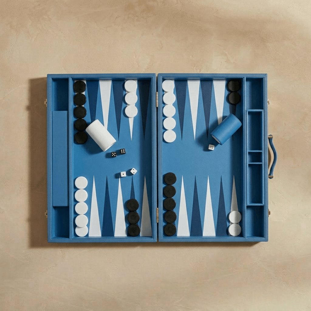 Leather Backgammon Set (Blue)