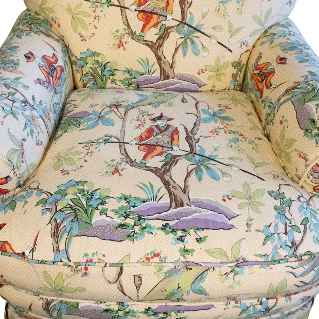 Armchair with patterned fabric