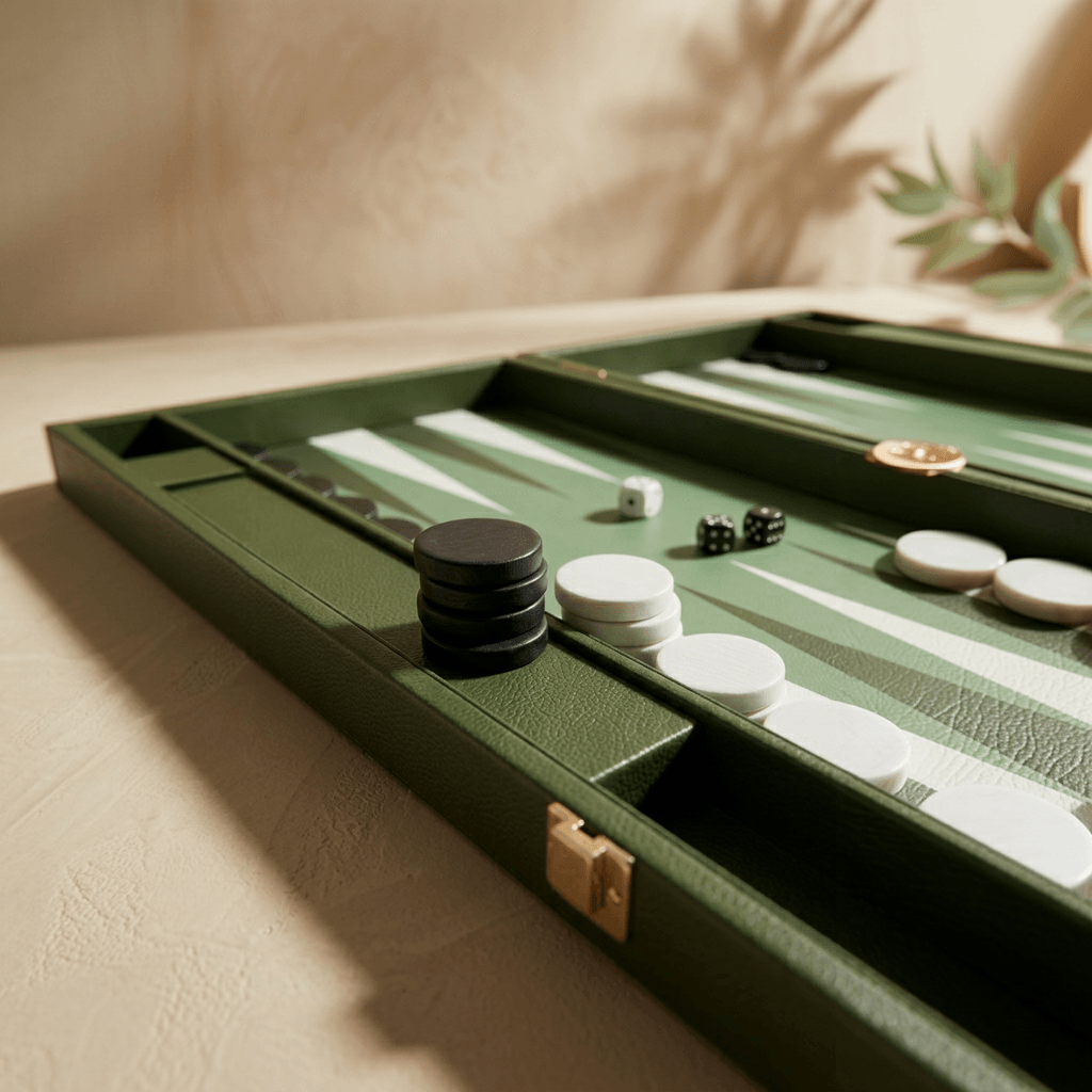Leather Backgammon Set (Green)