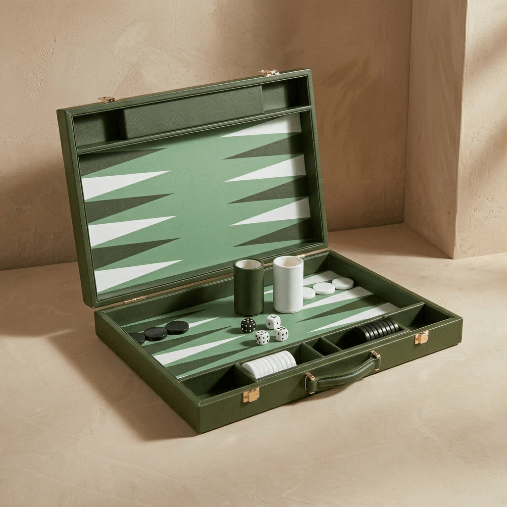 Leather Backgammon Set (Green)