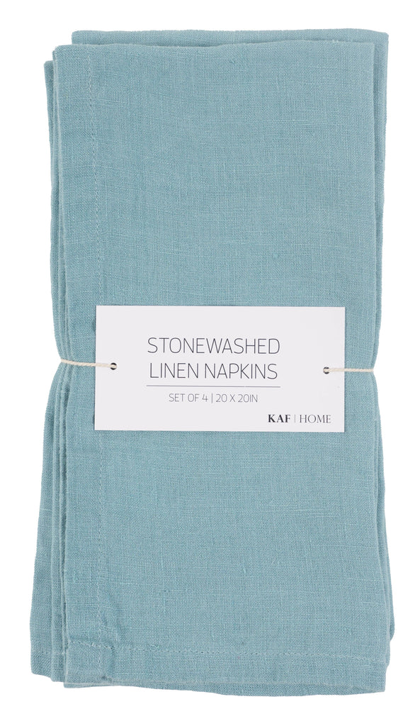 Verona 100%  Stone Washed Linen Napkins-Set Of 4, 20" x 20" KAF Home Modern Nomad Home decor store Denver CO Colorado