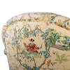 Close-up of Asian-themed chair back with floral pattern