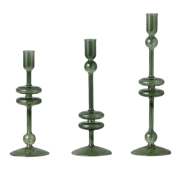 Glass Candlestick Pair, Small, Emerald etúHOME Modern Nomad Home decor store Denver CO Colorado