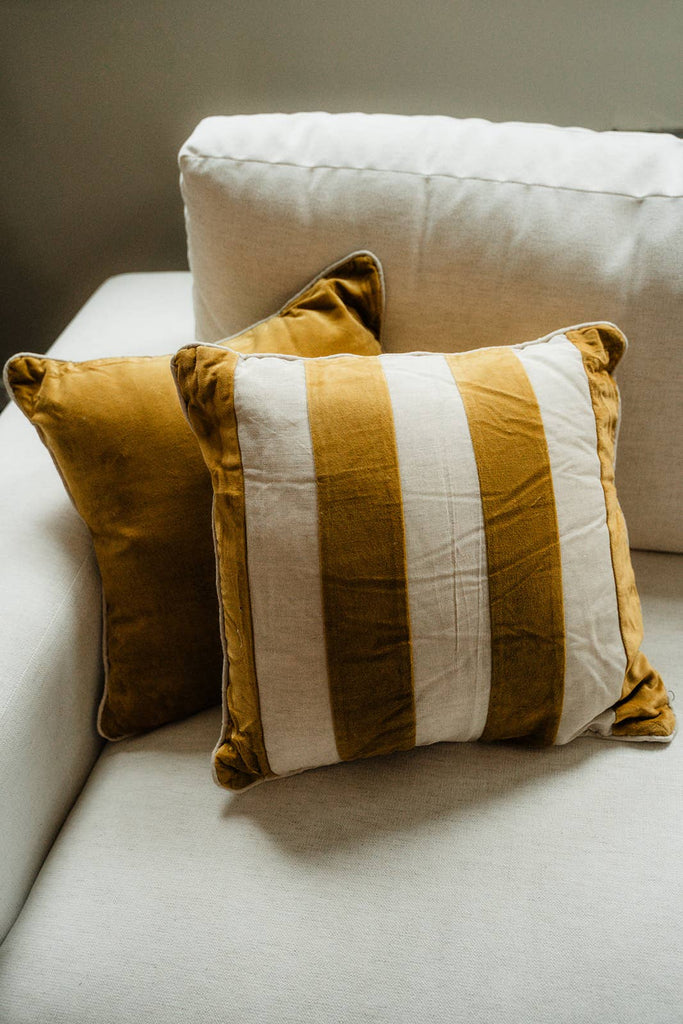 Velvet Linen Stripe Pillow Co.House Designs Modern Nomad Home decor store Denver CO Colorado