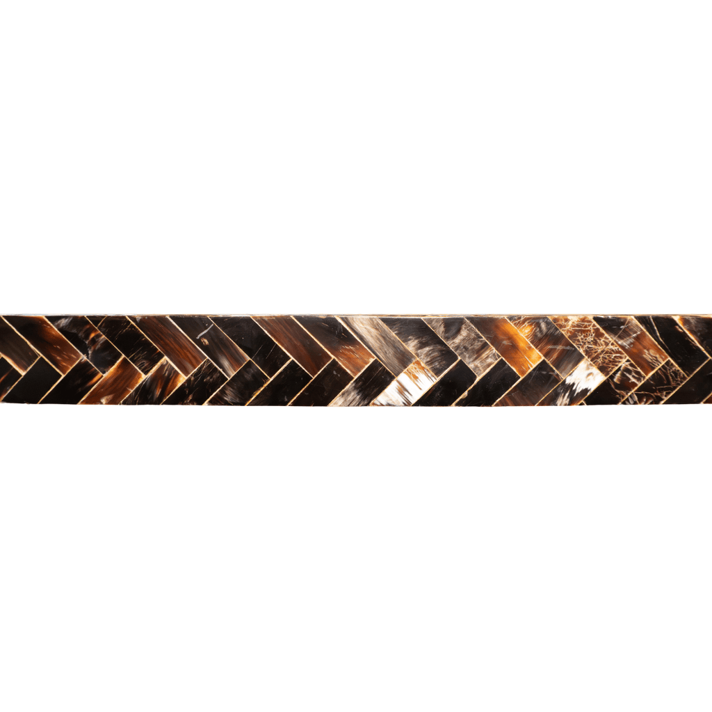 Herringbone pattern with brown, tan, and white pieces.