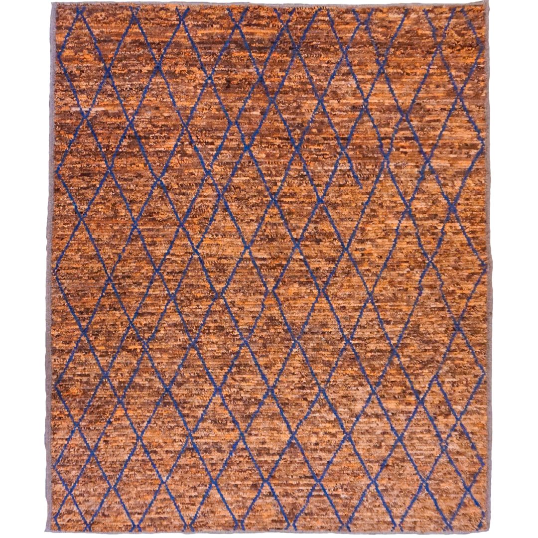 Indigo & Orange Turkish Rug