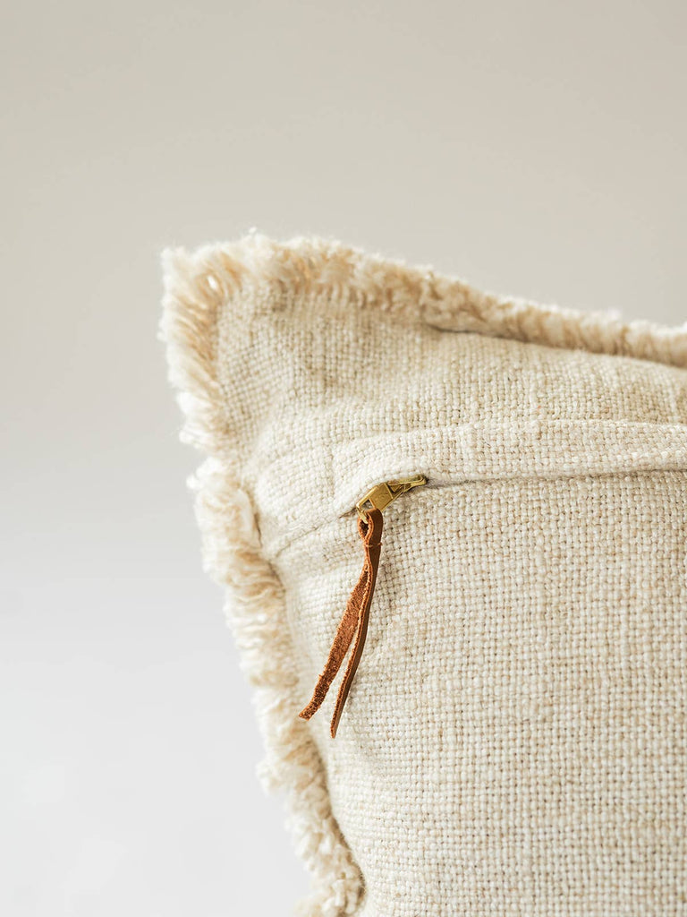 Luxe Linen Fringe Edge Square Throw Pillow Co.House Designs Modern Nomad Home decor store Denver CO Colorado