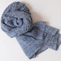 Malin Blue Block Printed Scarf