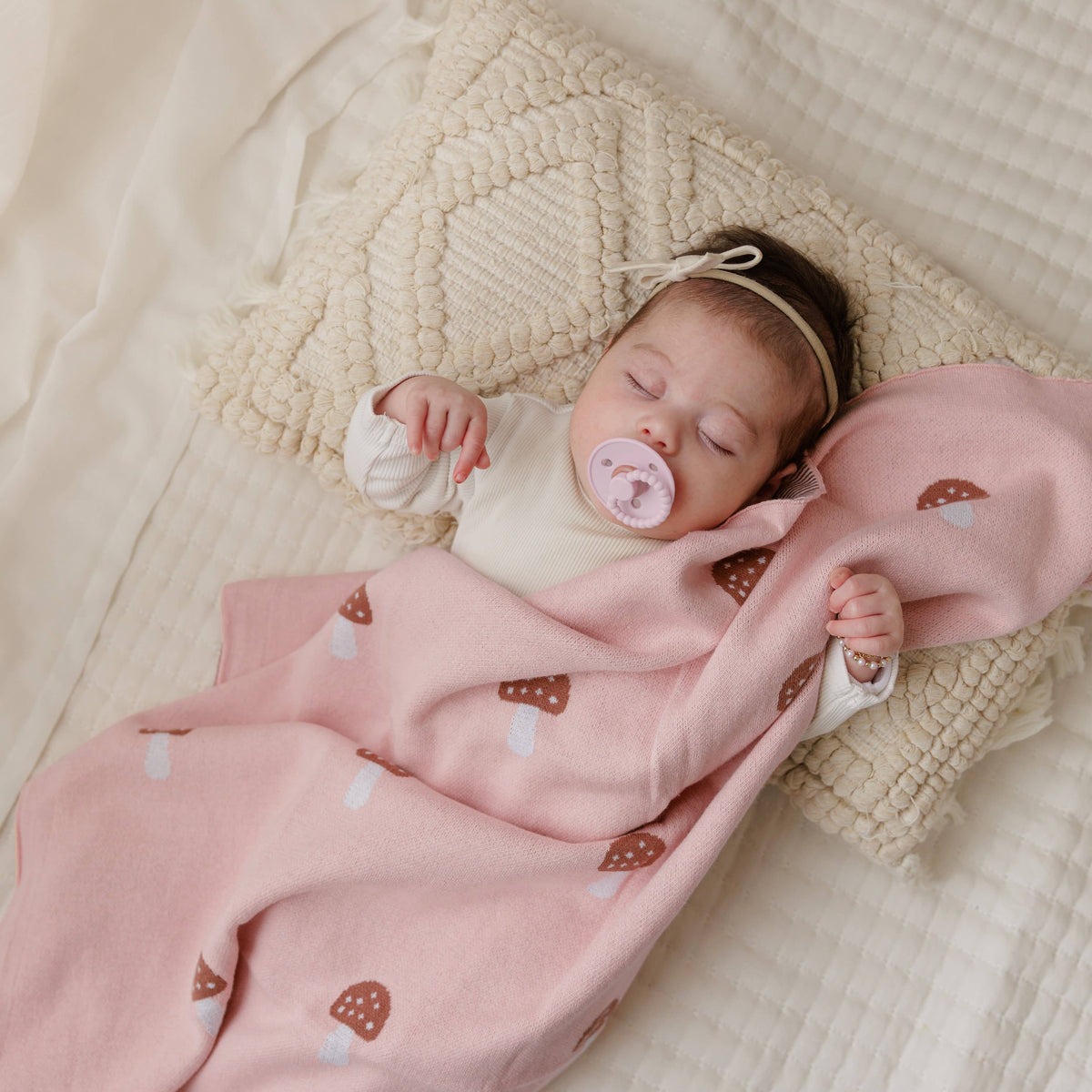 Cotton Swaddle Baby Blanket (Mushroom)