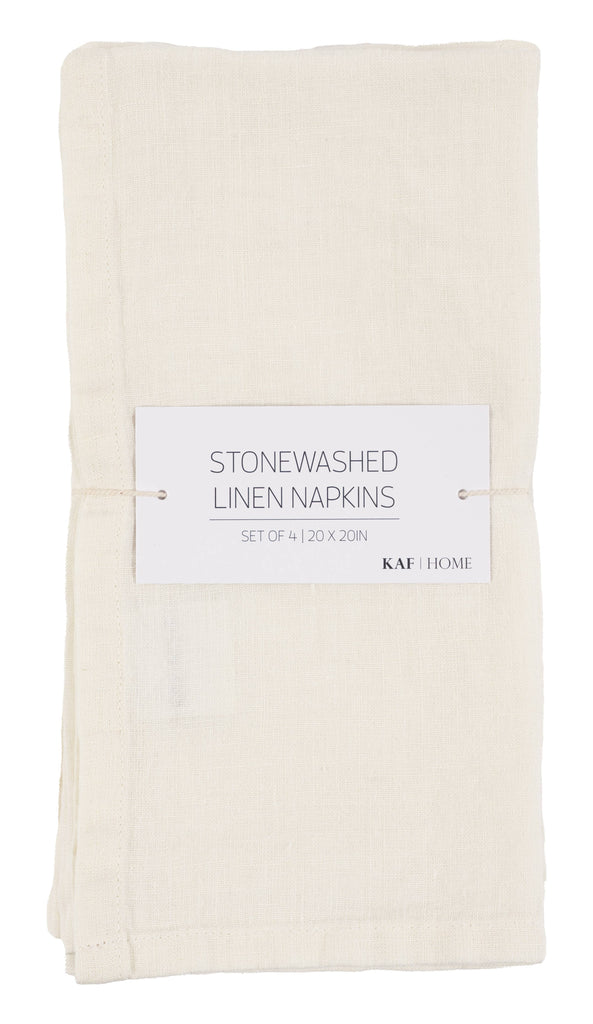 Verona 100%  Stone Washed Linen Napkins-Set Of 4, 20" x 20" KAF Home Modern Nomad Home decor store Denver CO Colorado