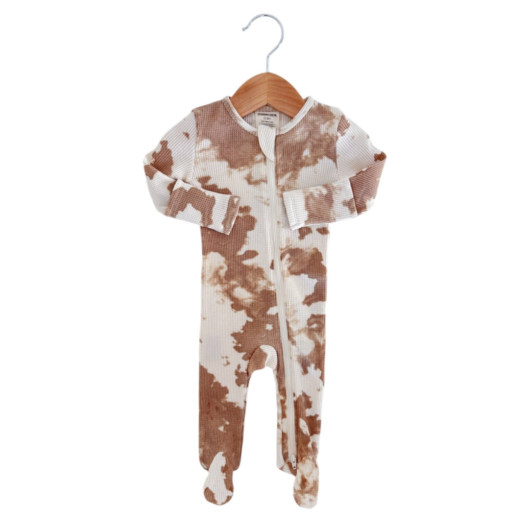 Almond Tie Dye Zip Footie