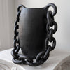 Black Handmade Ceramic Vase with chain