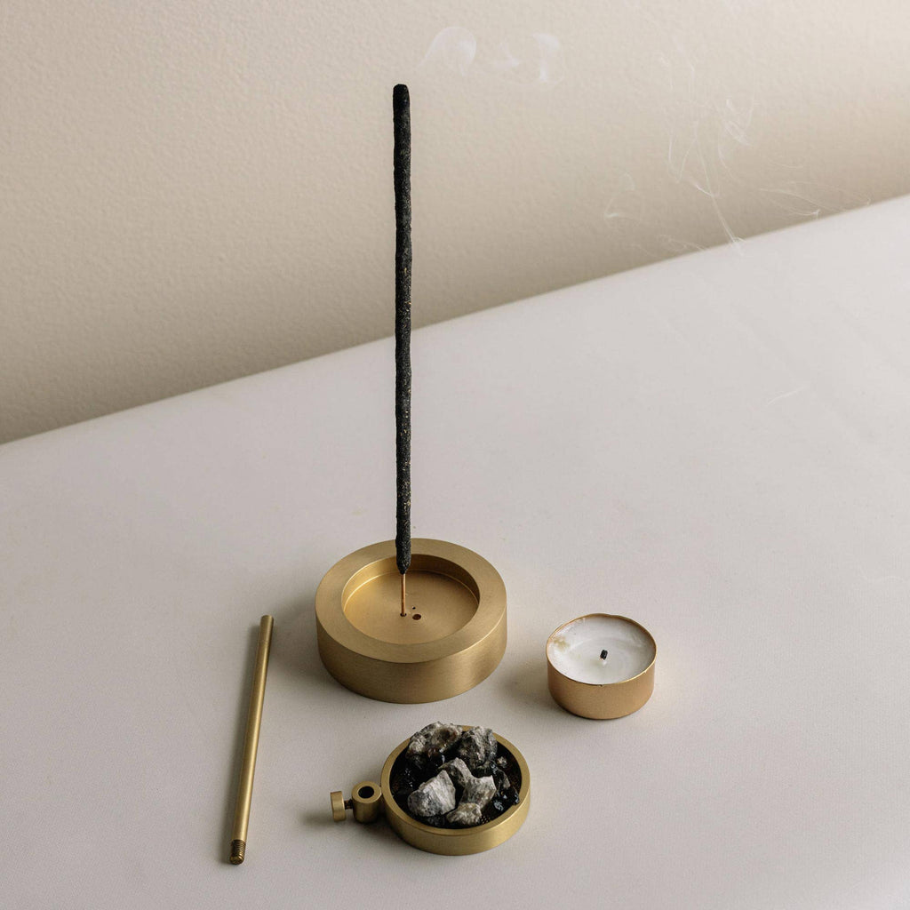 Brass Resin & Incense Burner being used as incense holder 