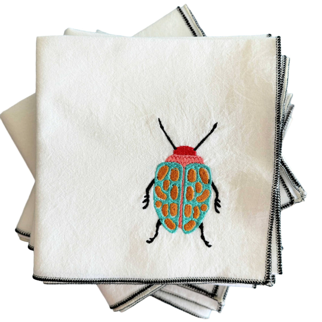 Love Bug Kitchen Towel, embroidered Dot and Army Modern Nomad Home decor store Denver CO Colorado