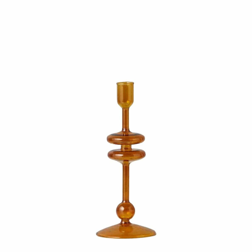 Amber glass candlestick