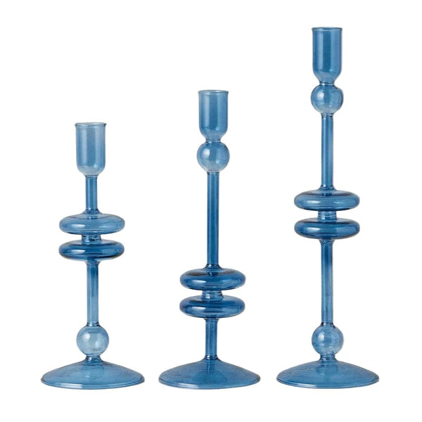 Glass Candlestick Pair, Large, Sapphire Blue etúHOME Modern Nomad Home decor store Denver CO Colorado