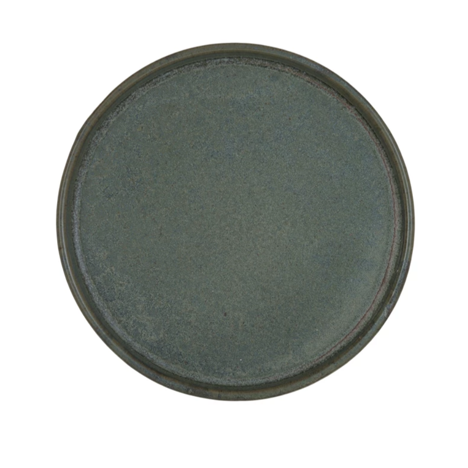Green Stoneware Side Plate displayed with no background