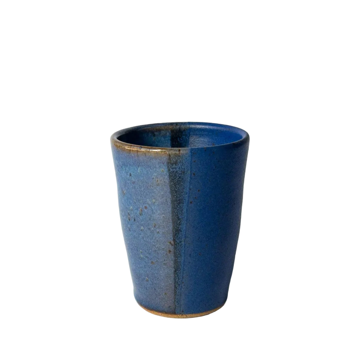 Blue ceramic cup on a white background
