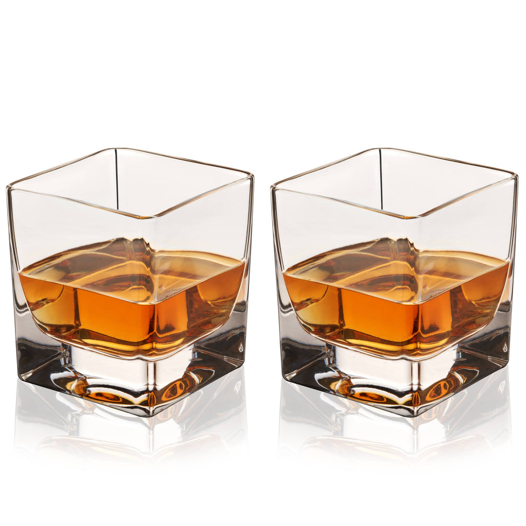 Heavy Base Square Crystal Rocks Glasses Viski Modern Nomad Home decor store Denver CO Colorado