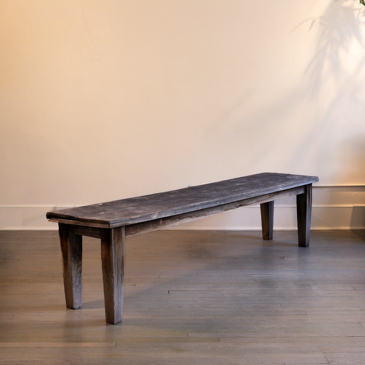 Long Rustic Weathered Bench