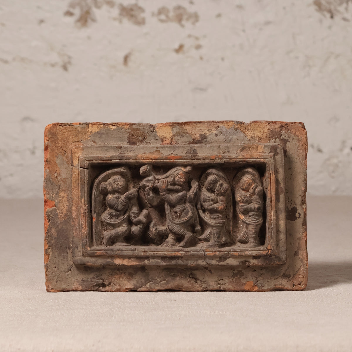 Antique Indian Terracotta Temple Relief