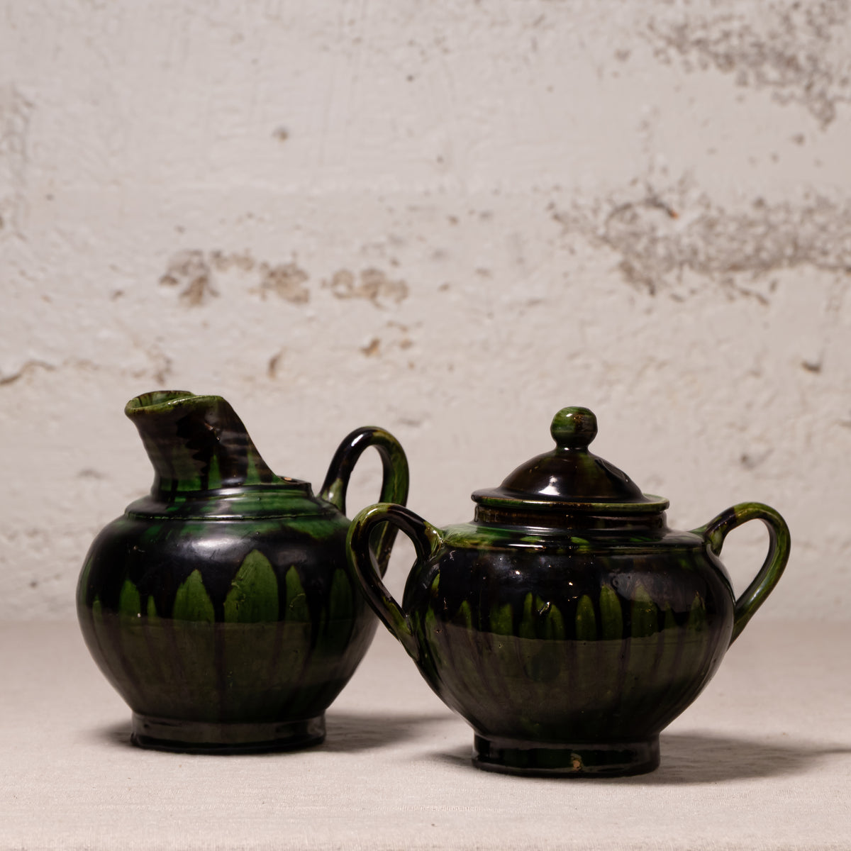 Vintage Mexican Drip Glaze Pottery Vessels