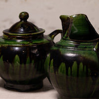 Vintage Mexican Drip Glaze Pottery Vessels