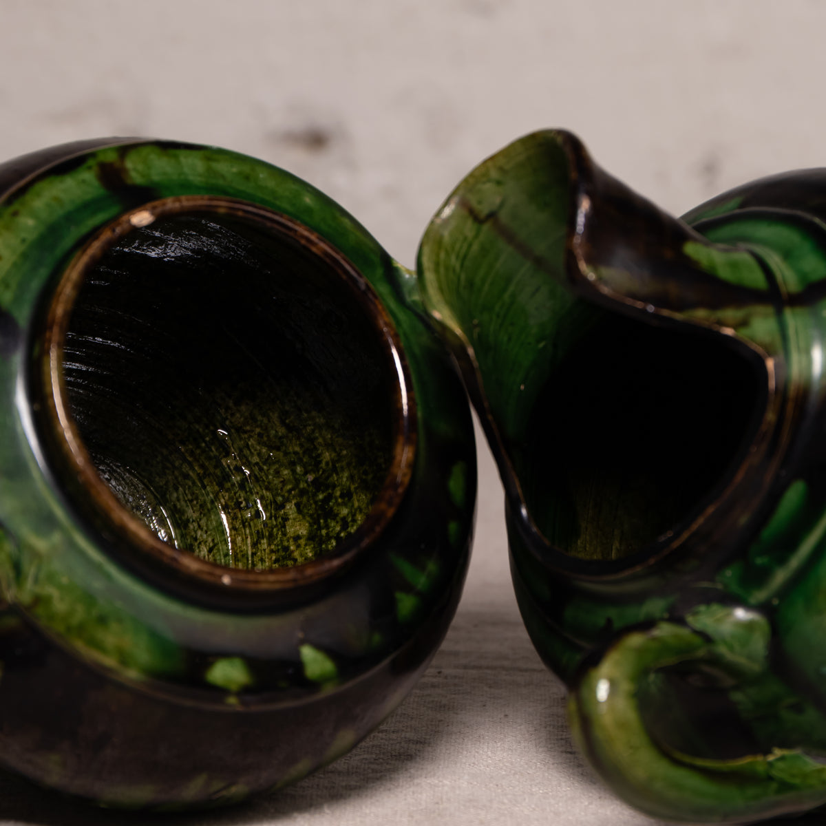 Vintage Mexican Drip Glaze Pottery Vessels