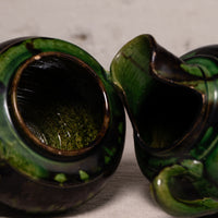 Vintage Mexican Drip Glaze Pottery Vessels