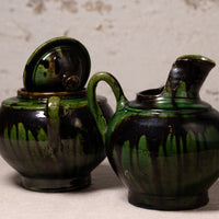 Vintage Mexican Drip Glaze Pottery Vessels