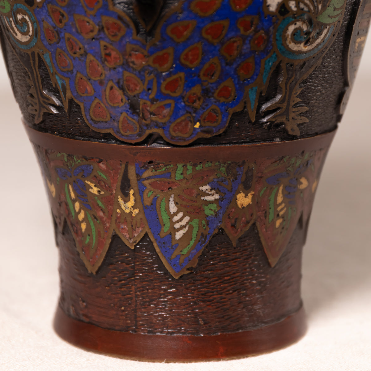 Japanese Champlevé Enameled Bronze Vase