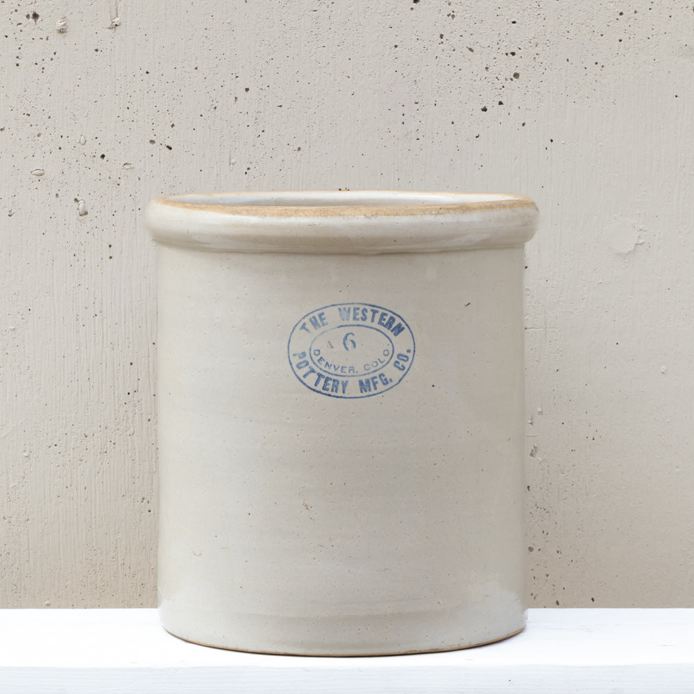 Antique 6 Gallon Western Pottery Crock - A
