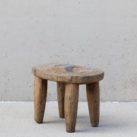 Vintage African Patched Wood Stool Wide