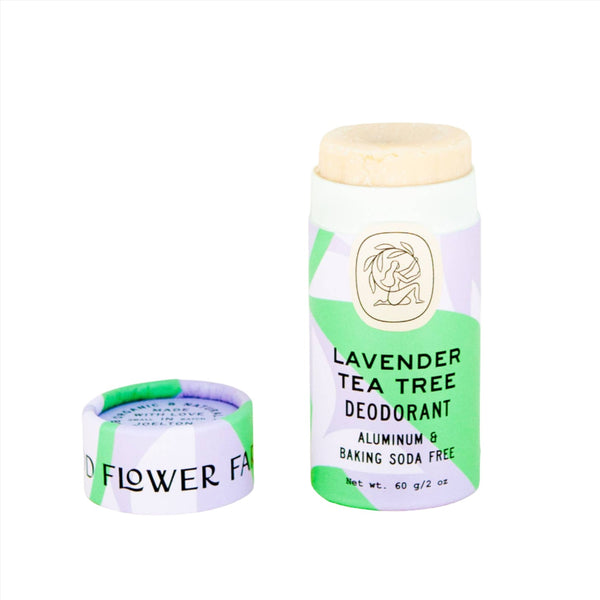 Lavender tea tree deodorant product photo with no top 