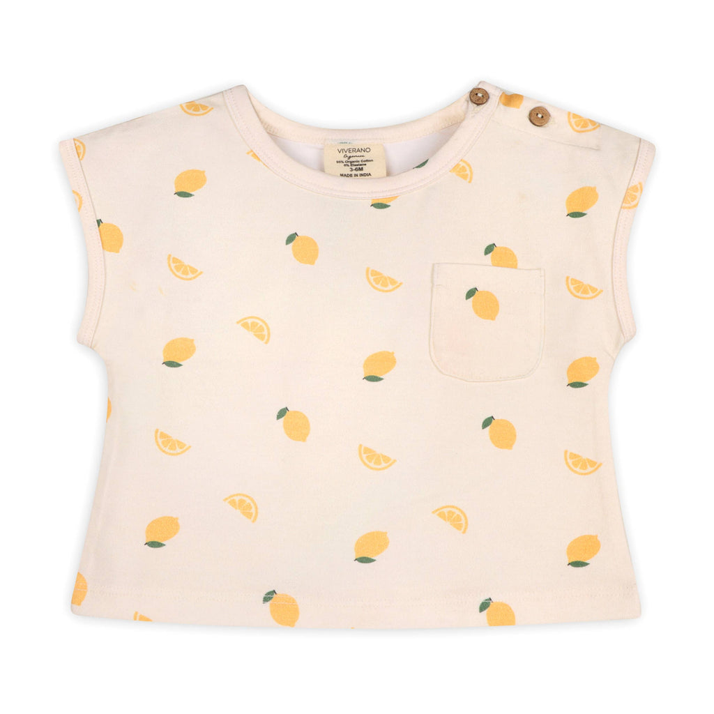 Lemon Baby Tee Top & Shorts Set Viverano Organics Modern Nomad Home decor store Denver CO Colorado