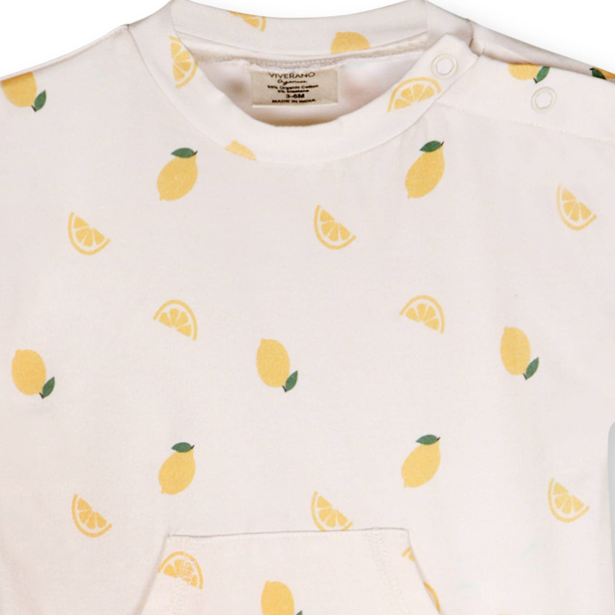 Lemon Kangaroo Pocket Baby Jumpsuit (Organic Jersey) Viverano Organics Modern Nomad Home decor store Denver CO Colorado