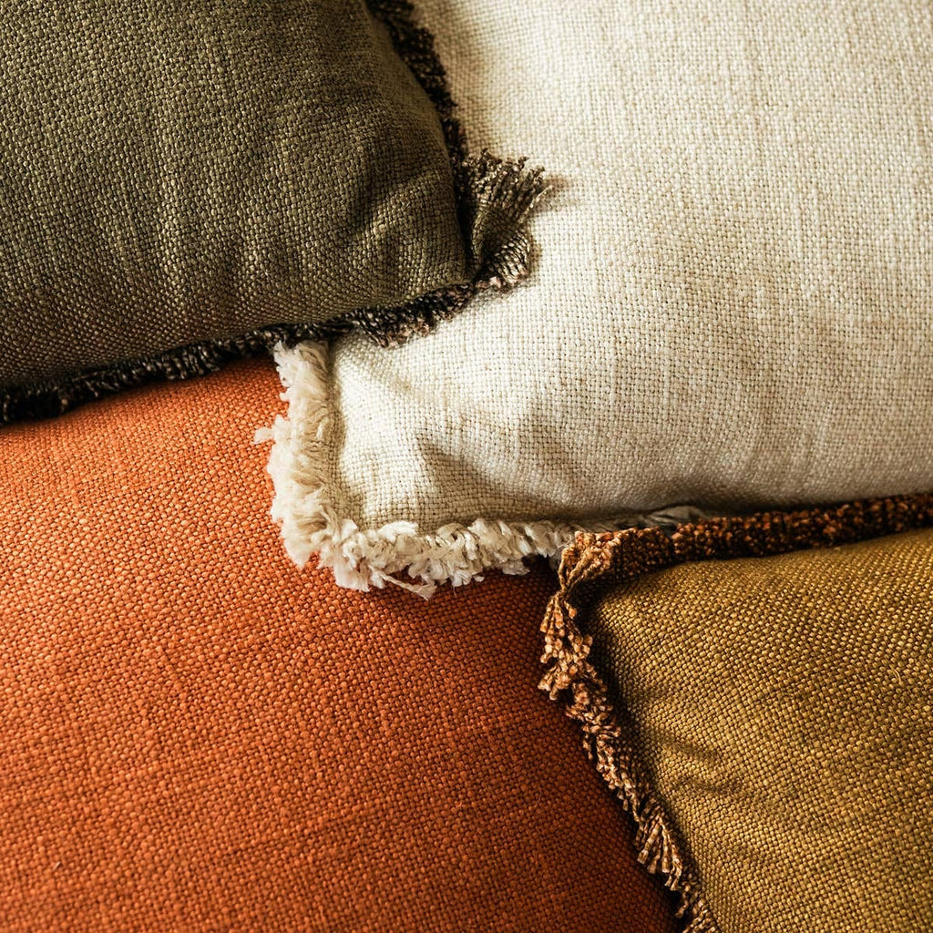 Luxe Linen Fringe Edge Square Throw Pillow Co.House Designs Modern Nomad Home decor store Denver CO Colorado