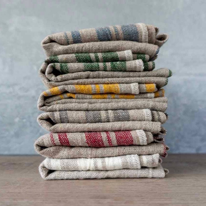 Natural Green Stripe Tea Towel West Coast Handmade Modern Nomad Home decor store Denver CO Colorado