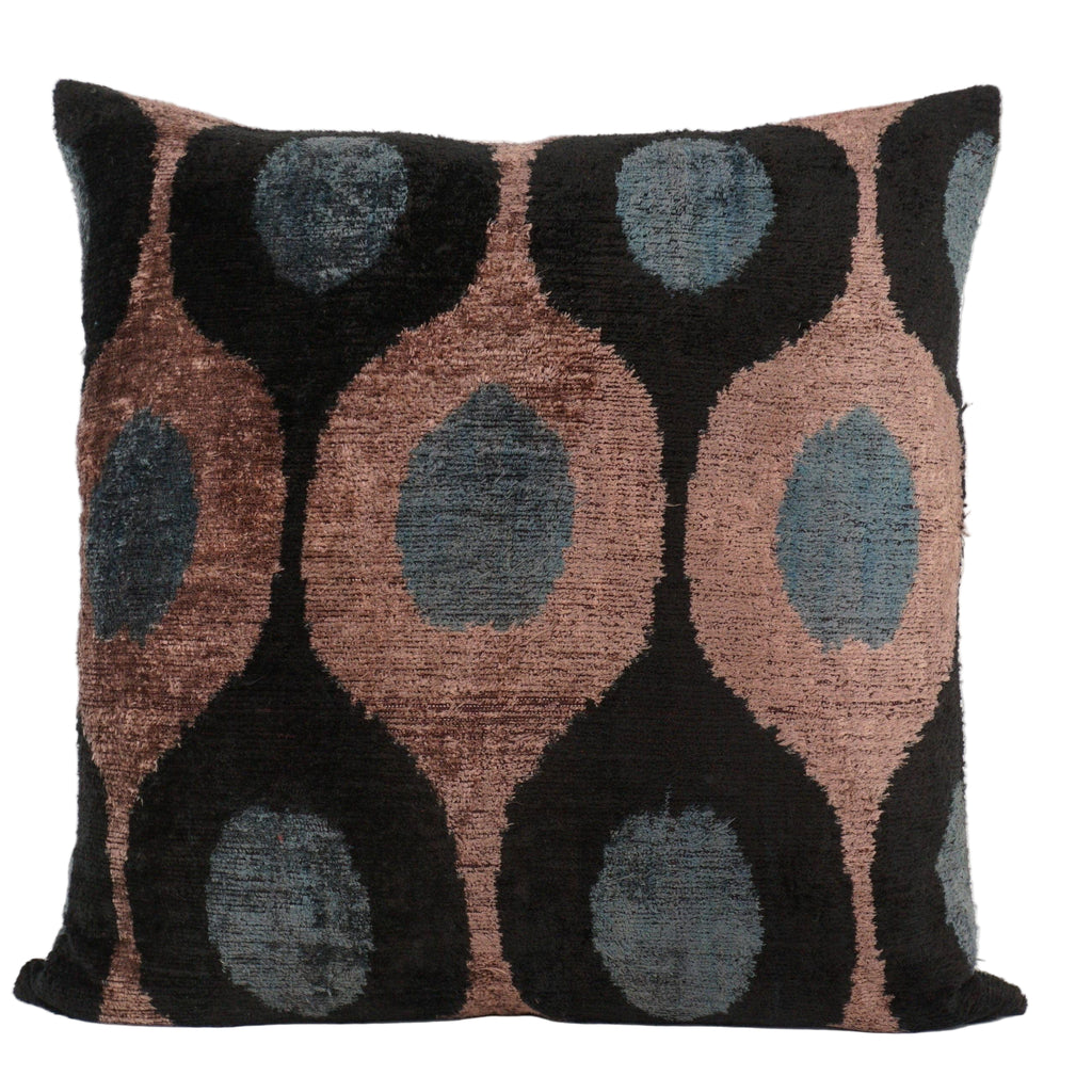 Silk Ikat Velvet Pillow, Modern Nomad Home