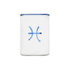 clear glass tumbler with blue rim and blue pisces symbol modern nomad home decor store denver colorado CO